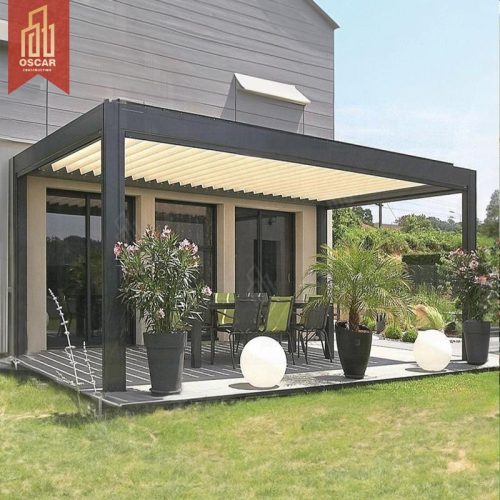 Snowproof Windproof Luxury Modern Outdoor Pergola Gazebo Automatic Shading System Swimming Pool Patio Garden Pergola