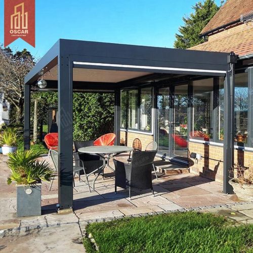 Motorized Electric Folding Aluminum Louvered Bioclimatic Pergola Garden Patio Pool with Premium Customization Pergola