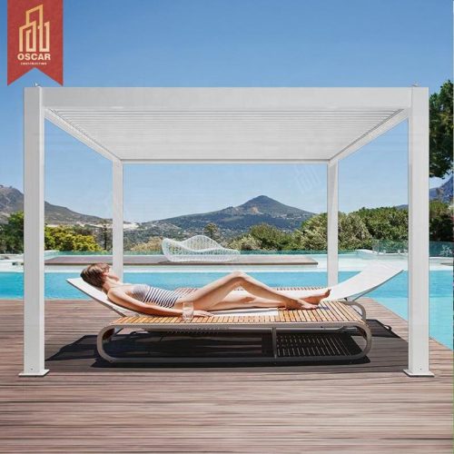 Waterproof & Opening Function Aluminium Bioclimatic Louvered Gazebo Pergola Ideal European Gardens Patios and Backyards Pergola