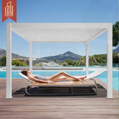 Outdoor Motorized Waterproof Louvered Roof Structure with Zip Screen Garden Patio Balcony 4X4 6X4 Pergola