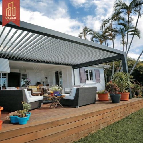Garden Louver Pergola with Sun Shade Waterproof Patio Backyard Poolside innovative Functional Outdoor Shading Structure Pergola