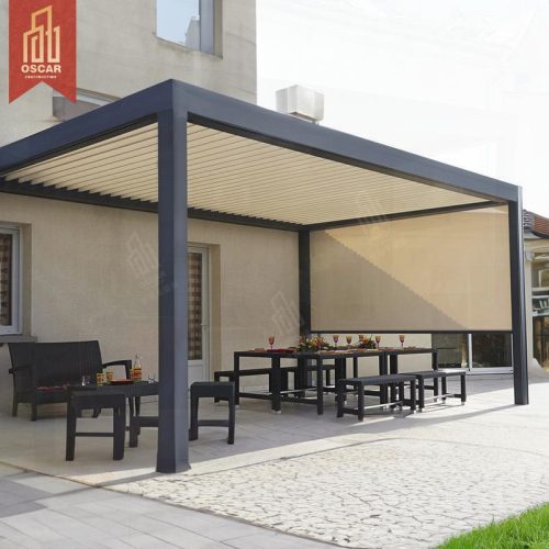 Rproof Remote - Controlled Bioclimatic Motorized Automatic Aluminium Gazebo Pergola Louvers Patio Garden Balcony Outdoor Pergola