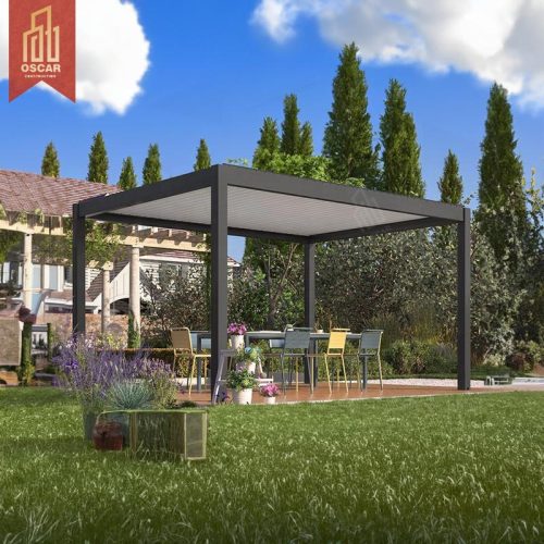 Imatic Waterproof Outdoor Aluminum Louvered Awning Cover with Electric System Patio Garden Balcony Modern Design Pergola Pergola