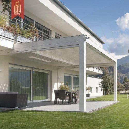 Manual Control Retractable Motorized Electric Aluminium Louvered Pergola Garden Multiple Scenarios Pavilion Pergola