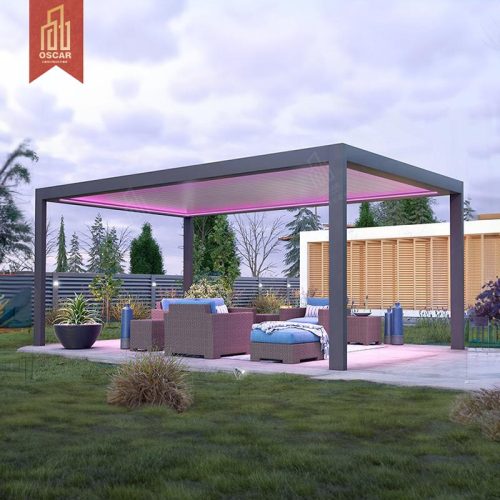 12' * 12' Delivery Price Modern Outdoor Patio Balcony Shading and Shelter Solutions with Screens Pergola Kits Pergola