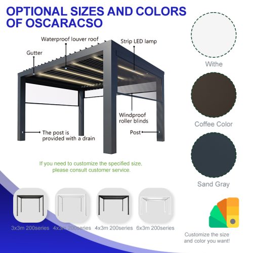 12' * 12' Delivery Price Modern Patio Balcony Covers with Screens Pergola Kits For Outdoor Backyard Garden Pergola