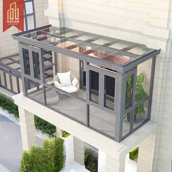 Popular Hot Bent Glass Arc Sunroom with Triangular Roof Sliding Open Patio Suitable Hotel Dining Tables Bags