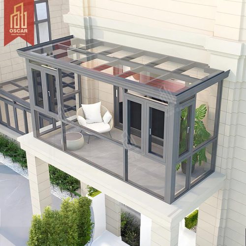 Diy Double - Layer insulated Aluminum Outdoor Sunroom with Modern Polygonal Roof Backyard Patio Garden Sunroom