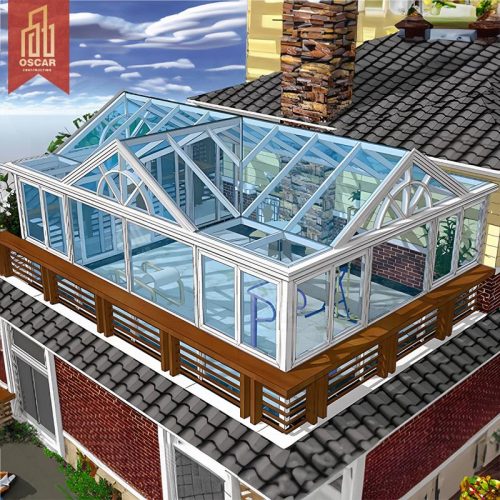 Aluminum Prefabricated Winter Garden Greenhouse with Triangular Roof Patio Balcony Yard Sunroom