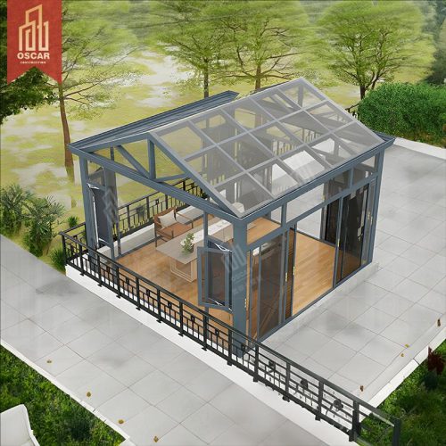 orrosive Aluminum Sunroom with Triangular Glass Roof and Laminated Glass Glass House Kits Ideal Gardens Balconies Patios Sunroom