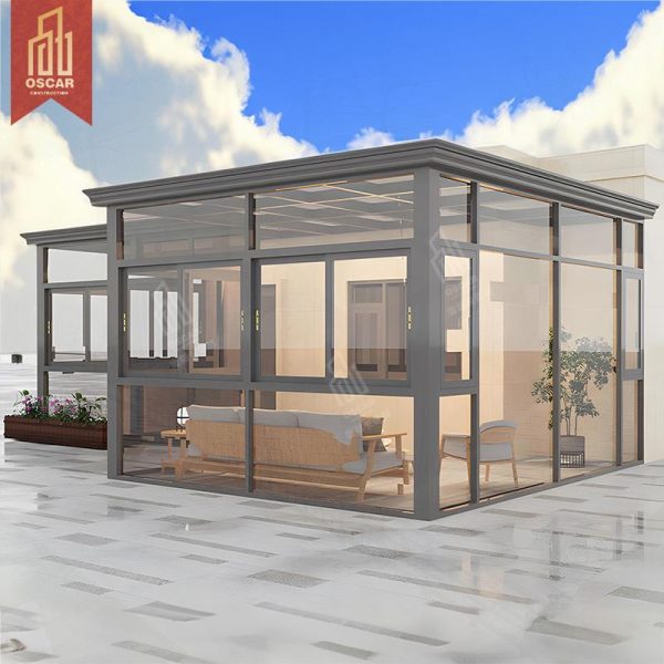 Luxury All – Metal Glass Pavilion Garden Outdoor White Tempered Glass Greenhouse Backyard Sunroom Sale Sunroom