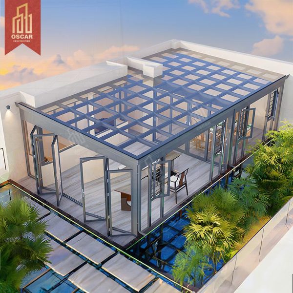 Igh – Quality Triangular Roof Winter Garden Mezzanine Tempered Glass Wall – Leaning Gable Sunroom Winter Home Balcony Patio Bags