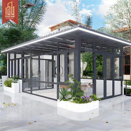 Diy Double - Layer insulated Aluminum Outdoor Sunroom with Modern Polygonal Roof Garden Patio Backyard Sunroom