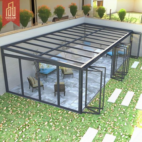 Empered Glass Winter Garden Mezzanine Wall - Mounted Gable Sunroom Suitable Winter Cold Areas and Home Relaxation Spaces Sunroom