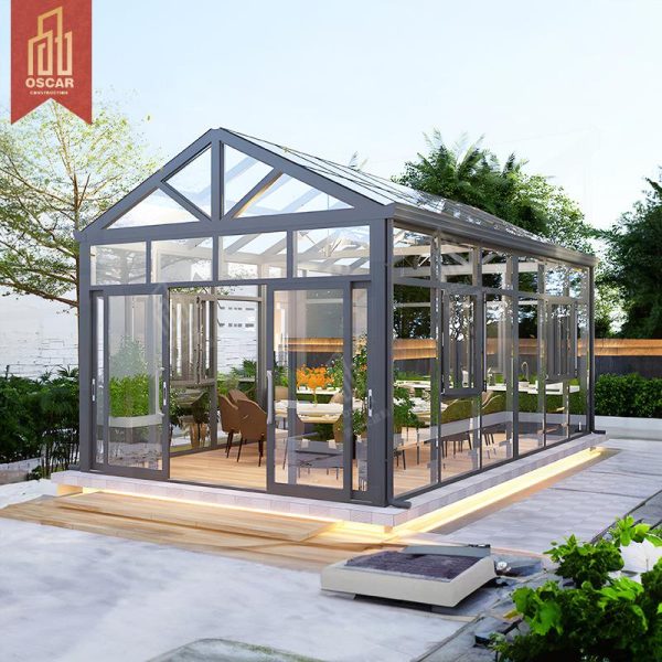 Diy Double – Layer insulated Aluminum Greenhouse Outdoor with Modern Polygonal Roof Shape Patio Balcony Garden Sunroom