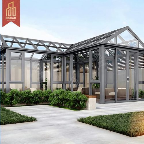 White Luxury Metal Glass Pavilion Garden Outdoor Backyard Sale Tempered Glass Greenhouse Sunlight Enjoyment Sunroom