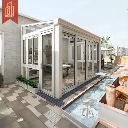 D Glass Triangular Roof Winter Garden interlayer Wall - Mounted Gable Sunroom Ideal Winter Home Backyard in Cold Regions Sunroom