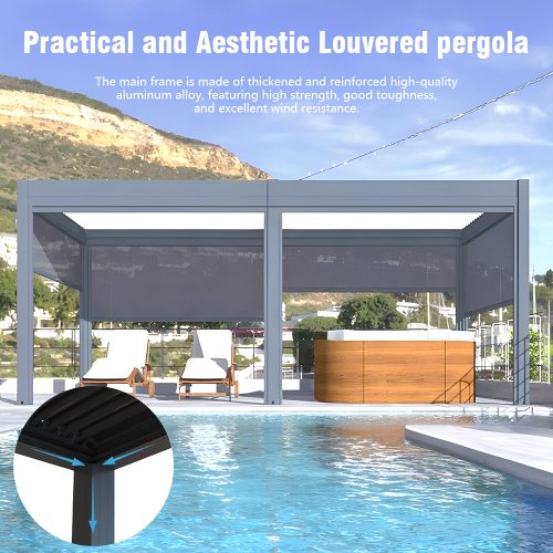 Y Automatic Retractable Louvered Waterproof Pergola Modern Outdoor Four Seasons Setup Garden Patio Balcony Aluminium Mdf Pergola