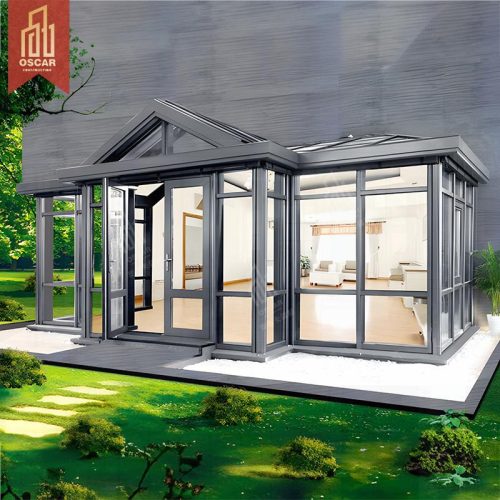 Luxury Metal Glass Pavilion Garden Outdoor White Backyard Greenhouse Tempered Glass Sunroom Sale Sunroom