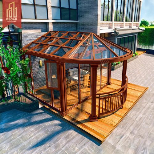 White Luxury Metal Glass Pavilion Garden Outdoor Backyard Sale Tempered Glass Greenhouse Sunlight Enjoyment Sunroom