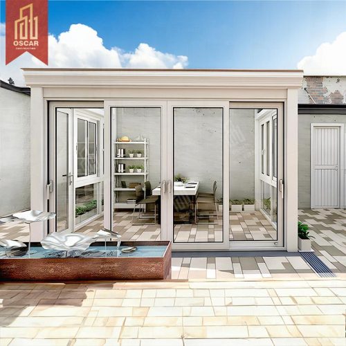 Aluminum Prefabricated Winter Garden Greenhouse with Triangular Roof Patio Balcony Yard Sunroom