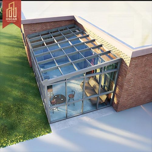 Customized Modern Chinese Design Prefabricated Aluminum Glass Sunroom with Triangular Roof Garden Patio Balcony Sunroom