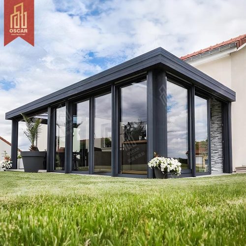 Aluminum Prefabricated Winter Garden Greenhouse with Triangular Roof Patio Balcony Yard Sunroom