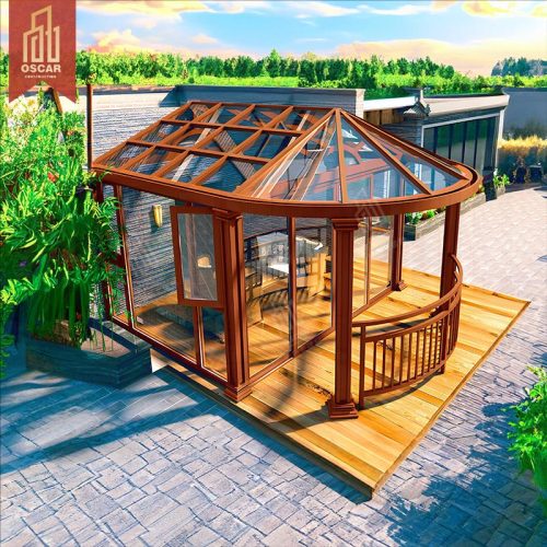 Prefabricated Aluminum Winter Garden Greenhouse with Triangular Roof Patio Balcony Yard Sunroom