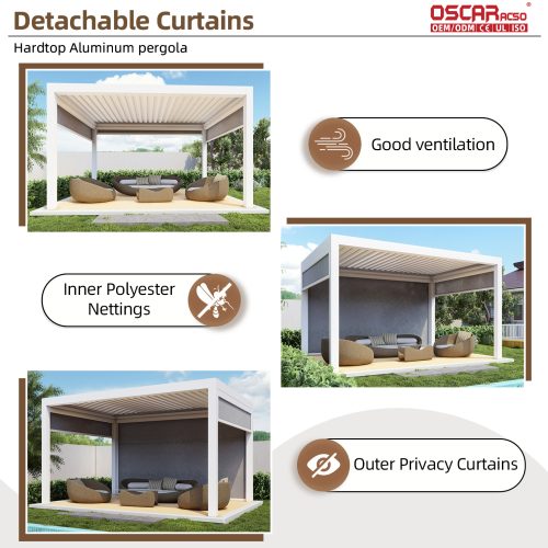 Wholesale 3X3 3X4 4X4 6X4M Modern Outdoor Bioclimatic Aluminium Louvered Motorized Screen Pergola Garden Patio Backyard Pergola