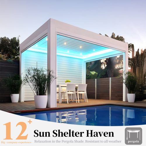 100% Waterproof Motorized Louvered Aluminium Outdoor Gazebo Leisure Garden Pergola Pergola