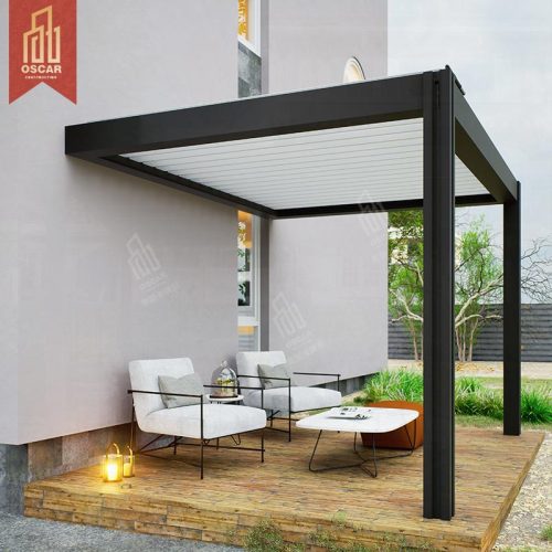 Motorized Aluminium Outdoor Automatic Shading System Creative Louvered Restaurant Roof Garden Patio Balcony Pergola