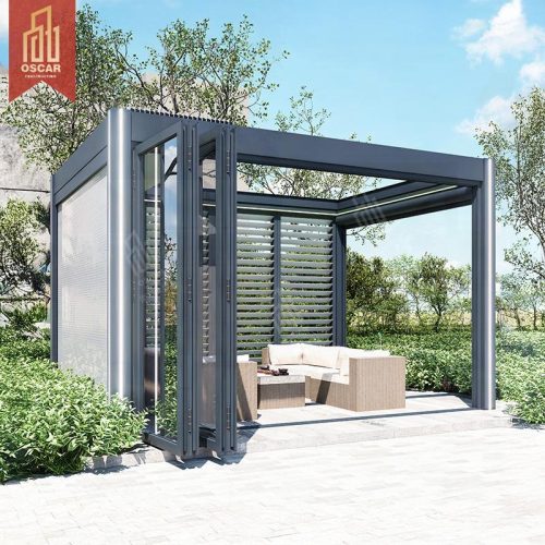 Wholesale Modern Outdoor Bioclimatic Adjustable Aluminium Louver Roof with Screen Design Garden Patio Balcony Pergola