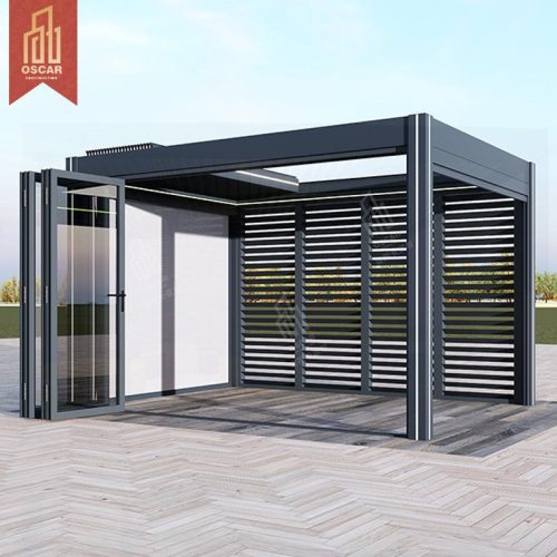 Aluminium Outdoor Shelter Elegant Waterproof Structure with Led Lights Garden Patio Balcony Pergola