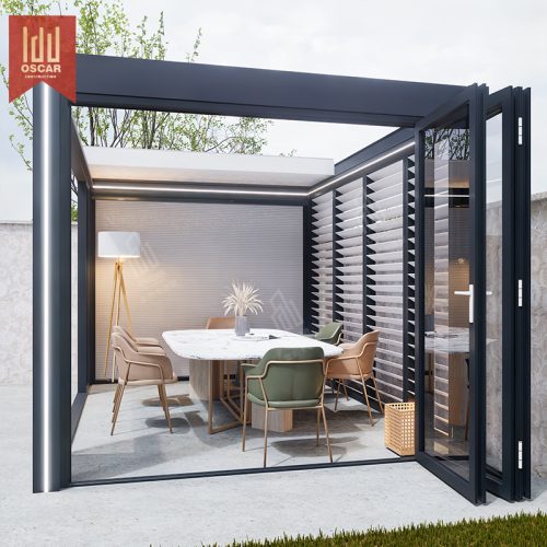Multi-Functional Aluminum Alloy Retractable Roof Gazebo Awning Canopy For Garden Patio Deck Backyard Poolside Customized Pergola