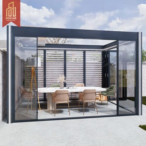 Aluminum Adjustable Opening Louver Roof Pergolas Gazebo Outdoor Patio Motorized Garden Backyard Terrace Pergola