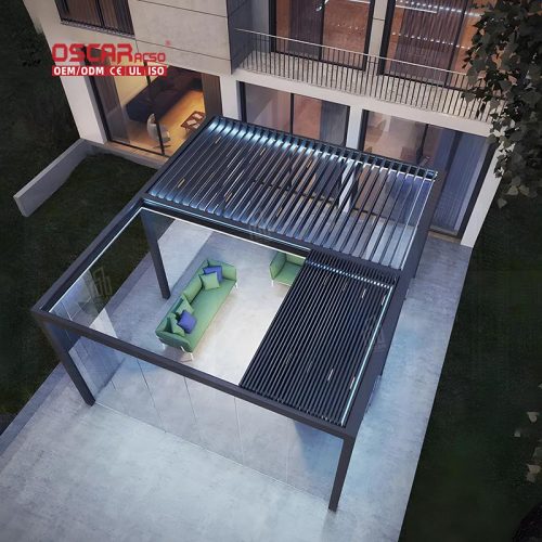 Hot Sale Electric Smart Motorized Aluminium Louvered Gazebo Outdoor Garden and Patio Retractable Pergola