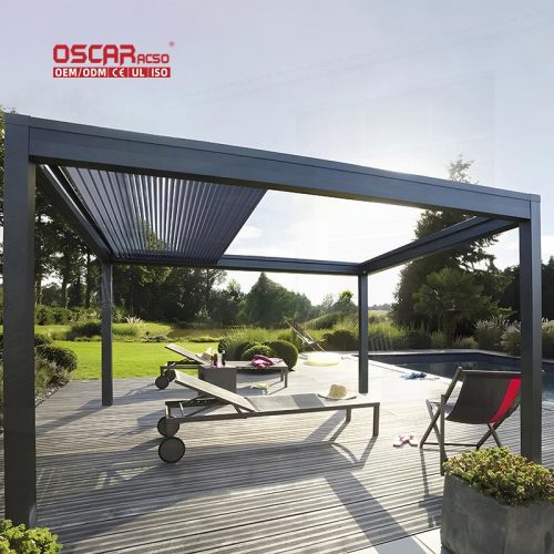 4X4 5X5 6X6 Motorized Retractable Aluminum Frame Fabric Roof Outdoor Patio Garden Pergola Awning Systems Retractable Pergola