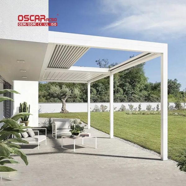 Aluminum Louver Pergola Adjustable Ventilation Bioclimatic European Style Outdoor Garden Patio Backyard Retractable Pergola