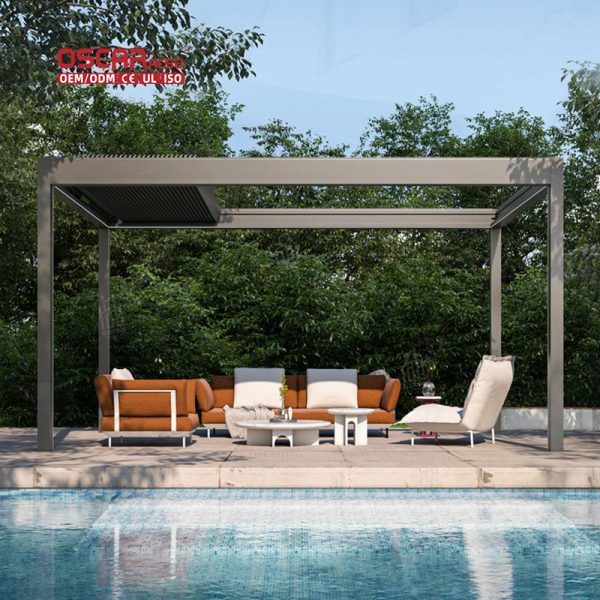 Louvered Roof Luxury Restaurant Heat insulating Bioclimatic Pergola Ideal Outdoor Party Patio Gathering Retractable Pergola