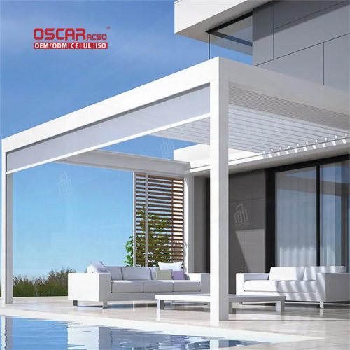 Retractable Waterproof Aluminium Louver Roof Garden Balcony Modern Alloy Structure Suitable Patio and Yard Retractable Pergola