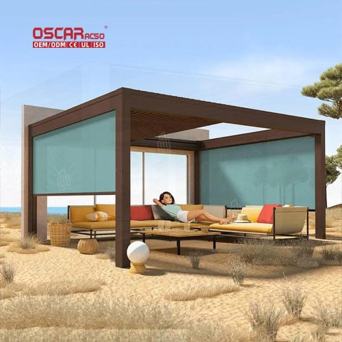 Electric Bioclimatic Louvered Roof Awning Canopy Garden Patio Balcony Aluminum Pergola Gazebo Tent Retractable Pergola
