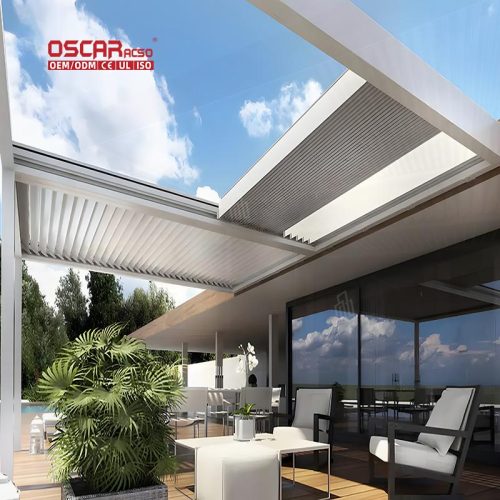 Electric Bioclimatic Louvered Roof Awning Canopy Garden Patio Balcony Aluminum Pergola Gazebo Tent Retractable Pergola