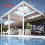 - Coated Aluminum Louver Motorized Pergolas with Led Lights Garden Patio Poolside Luxury Bioclimatic Retractable Pergola