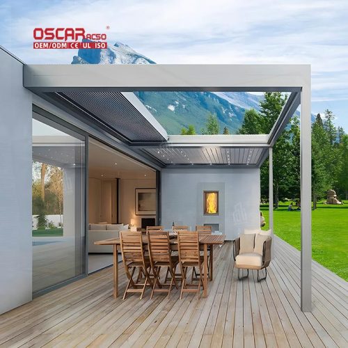 Retractable Waterproof Aluminium Louver Roof Garden Balcony Modern Alloy Structure Suitable Patio and Yard Retractable Pergola
