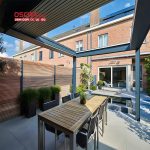 Retractable Bioclimatic Louvered Roof Patio Garden Balcony with Adjustable Shading Ventilation Function Retractable Pergola