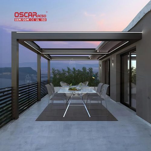 Electric Opening Outdoor 3X3M Metal Gazebo Pergola with Screen Factory Price Garden Patio Backyard Retractable Pergola