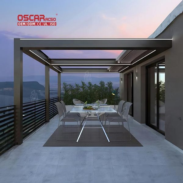 Motorized Waterproof Aluminium Louvered Pergola Garden Patio Poolside Ideal Custom Bioclimatic Structure Retractable Pergola