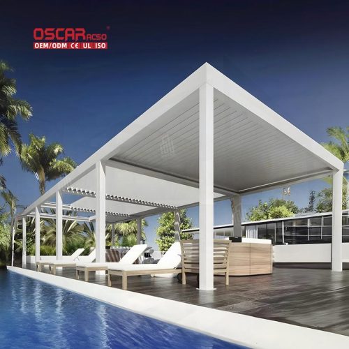 Louvered Roof Luxury Restaurant Heat insulating Bioclimatic Pergola Ideal Outdoor Party Patio Gathering Retractable Pergola