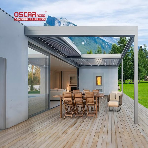 with Solar Panel Outdoor Patio Garden Home Energy – Saving Sun – Blocking Bioclimatic Pergola Solar System Retractable Pergola