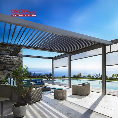 Hot Sale Factory Direct Electric Louvered Smart Motorized Outdoor Aluminium Gazebo Garden Patio Poolside Retractable Pergola